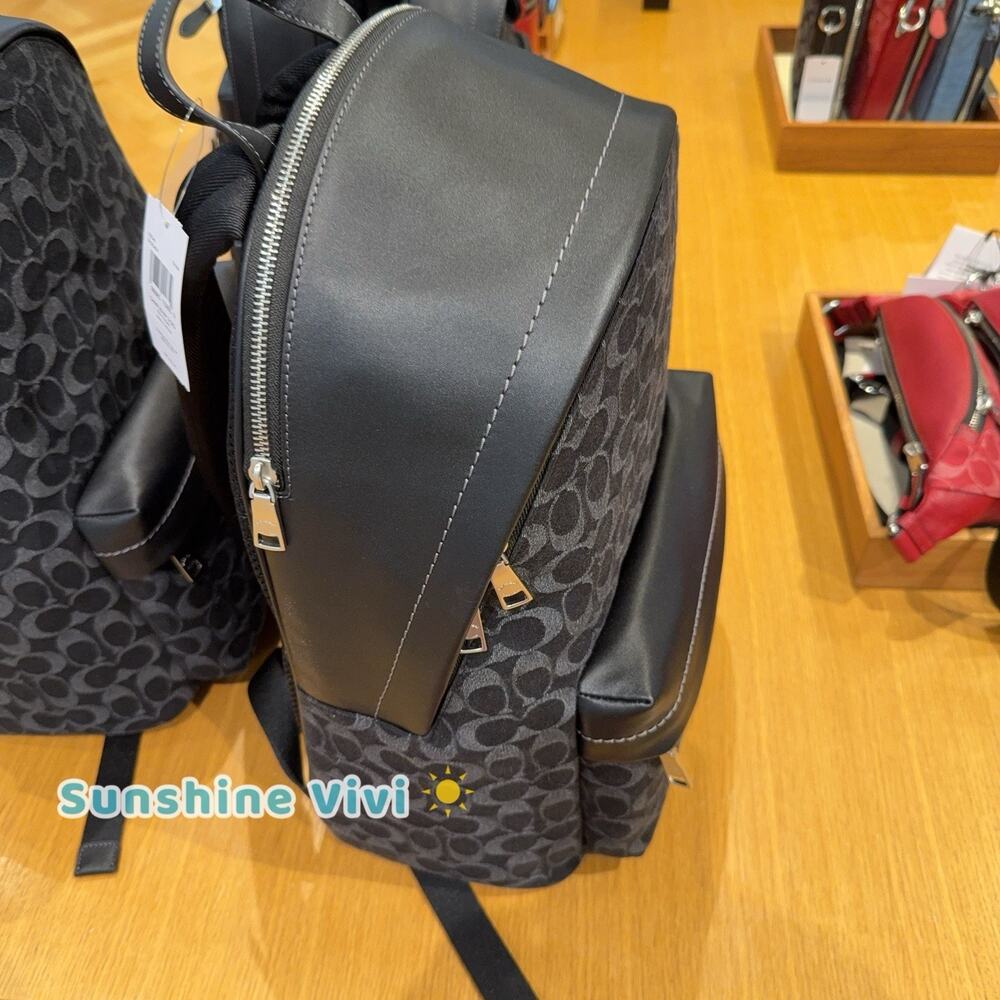 NWT Coach Taylor Backpack in Signature Denim Silver/Black CDC49 - Picture 2 of 7